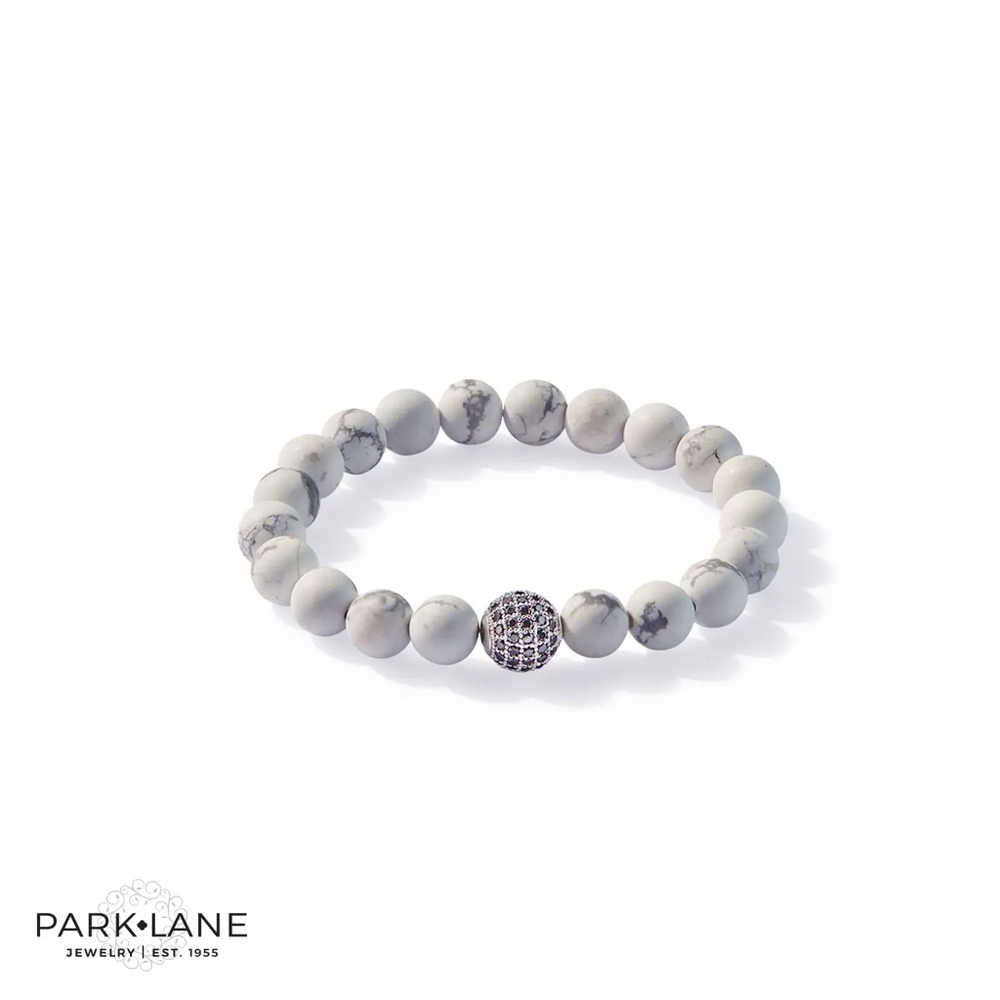 BNIB Park Lane Marble Beaded - ATLANTIC- Bracelet with Silver & Black Accent